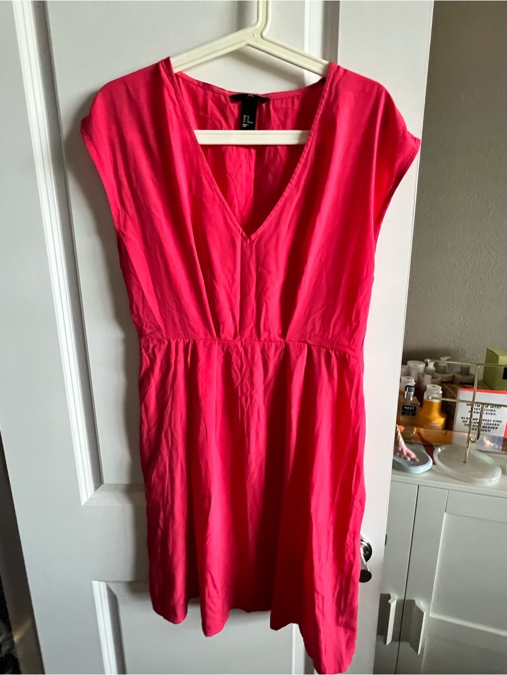 H&M Bright Pink V-Neck Mini Dress